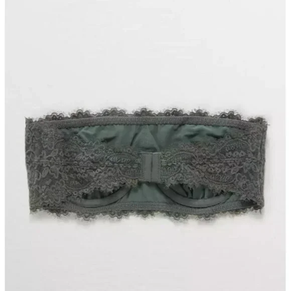 Aerie Eyelash Lace Bandeau Bra Strapless Underwire 32C NWOT - Picture 3 of 11